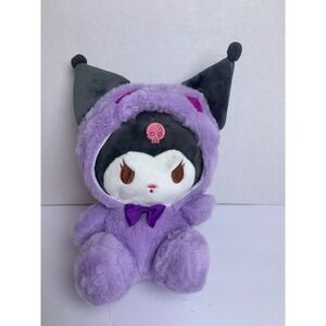 Sanrio Kuromi Purple Fuzzy Hoodie Plush Doll Heart Detail Pink Skull Preloved
